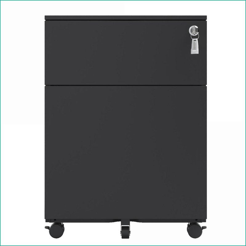 File Cabinets 2 Drawer Mobile Lockable Steel Filing Cabinet for Home Office | Black | Office