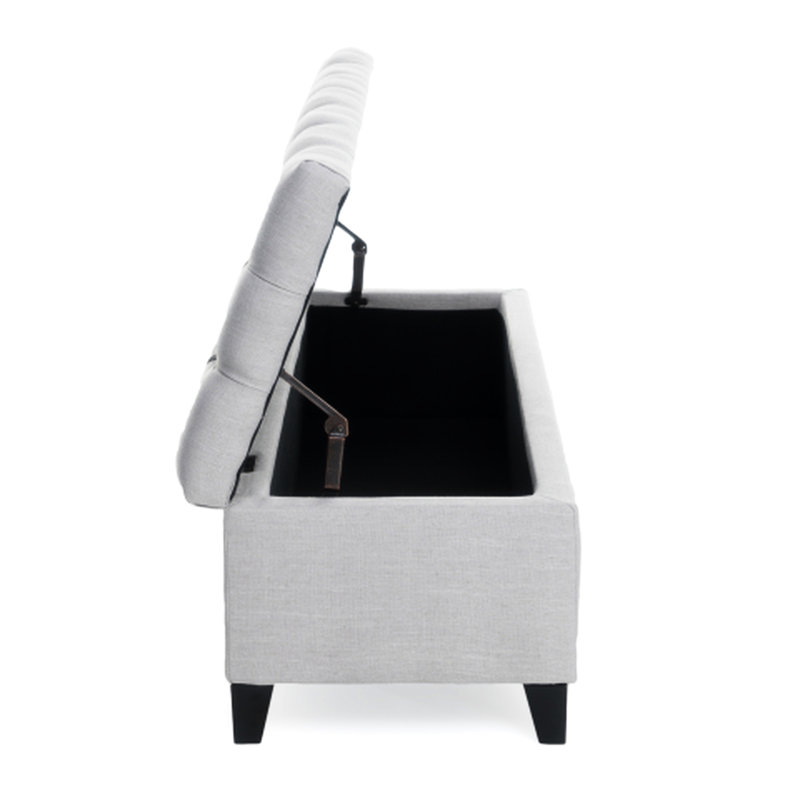 Bouton de rangement avec piqûre en losange v2 en tissu gris, pieds amovibles, l 51 po x P 17,5 po H 17 po pour le sous-sol - banc en tissu, siège de cave à vin