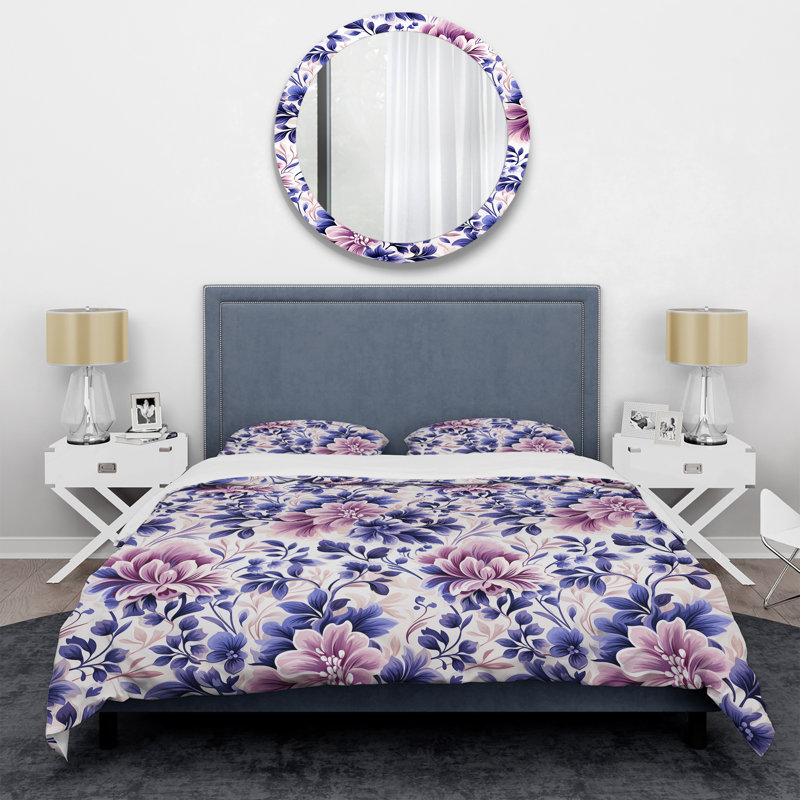 Moroccan Damask Poppies Intrigue - Ensemble de housse de couette damassé, Housse de couette pour très grand lit et 2 très
