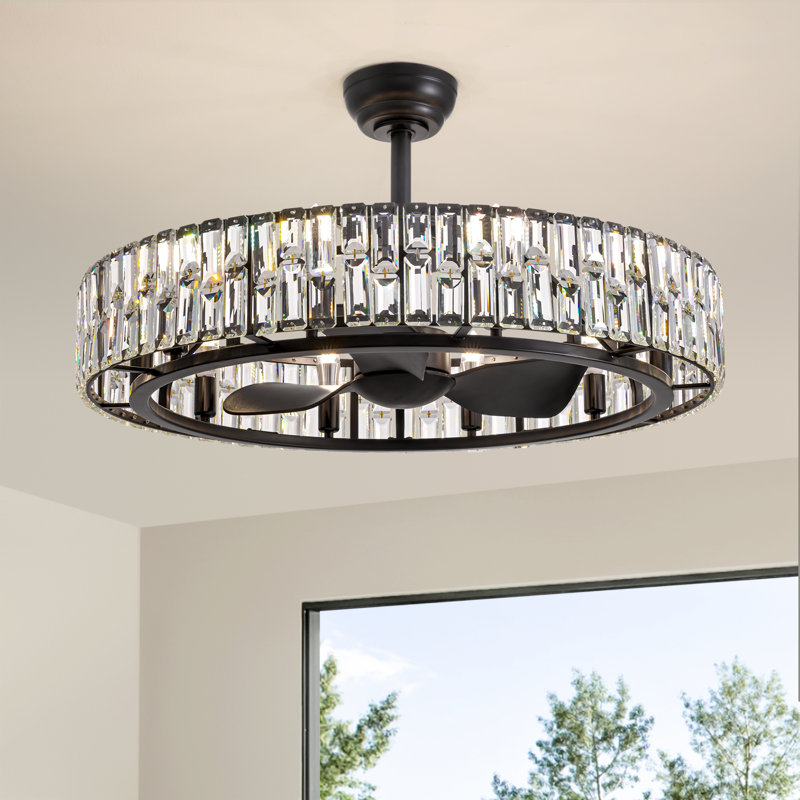 Ventilateur de plafond en cristal à intensité variable de 31 po avec ensemble d'éclairage et télécommande