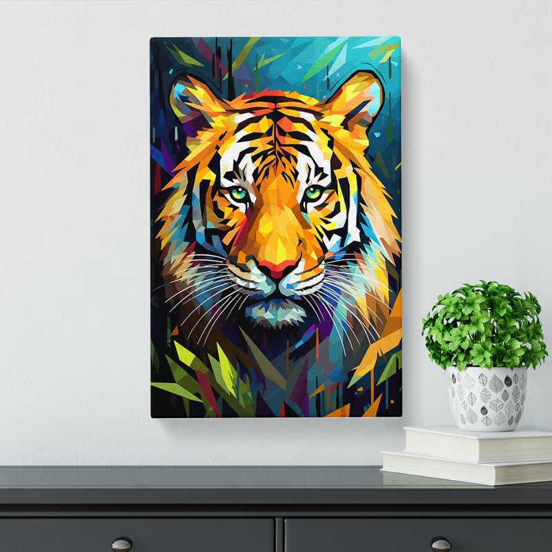 Tiger Cubism Art No.2 - Wrapped Canvas, 50cm H x 35cm W x 3cm D