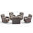 Outdoor Patio Multiple Swivel Rocking Chairs Seating Group With Wicker Fire Pit Table-733966372-733966373
