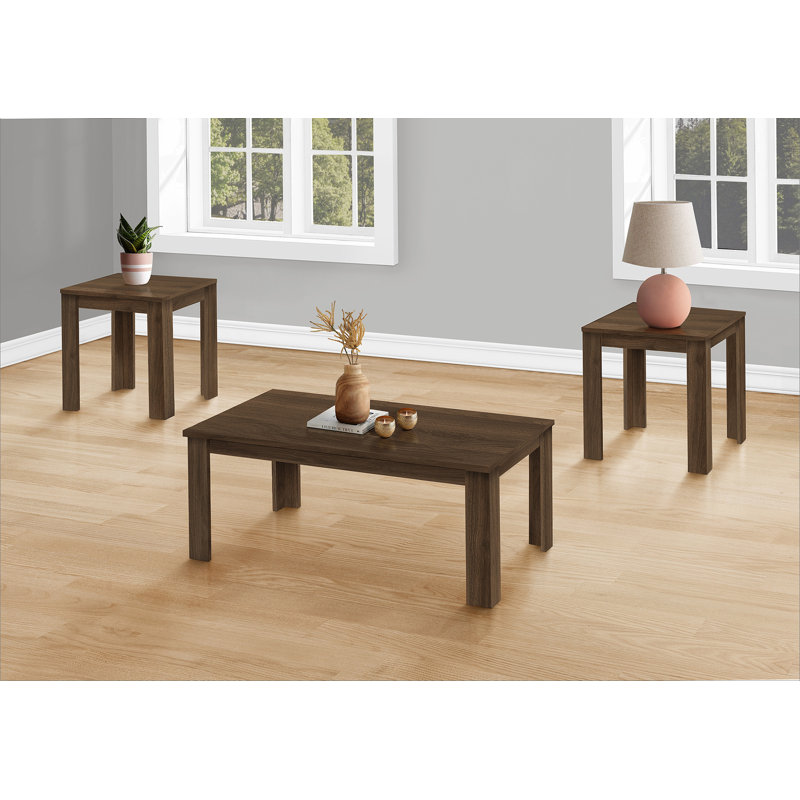 Ensemble de table, ensemble de 3 pièces, café, bout, côté, décor, salon, stratifié noyer, transitionnel, Noyer