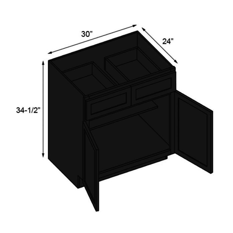 B30 Double Door Standard Base Cabinet, Black