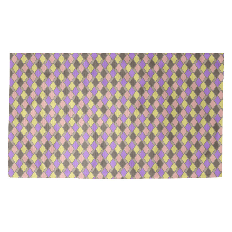 Tapis brun diamants rétro Avicia, Rectangle 2 pi 2 po x 3 pi 4 po
