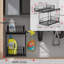 Rangement et organisateur sous évier, étagère coulissante à 2 niveaux, grande tablette en métal noir, barre de suspension, organisateur de placard de cuisine et salle de bain, tiroir de rangement coulissant pour garde-manger, lot de 2, (noir)