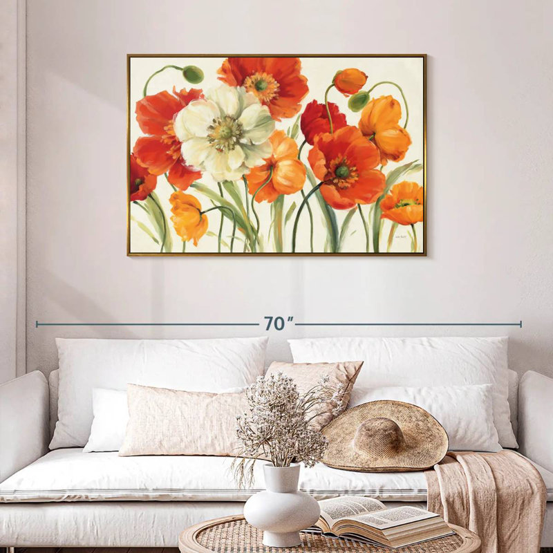 Mélodie des coquelicots, Cadre flottant doré, 43 po x 29 po