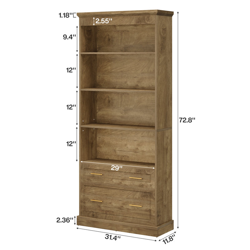 Bibliothèque avec tiroirs de classement, Bois brun