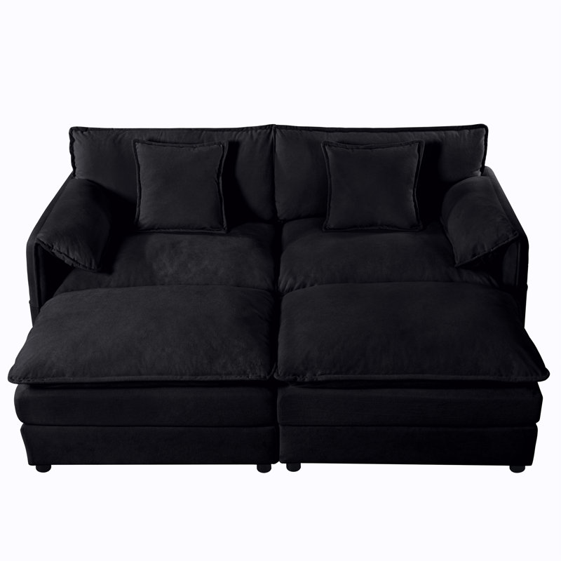 Canapé modulaire à assise profonde avec 2 repose-pieds et coussins moelleux, canapé modulaire pour salon et appartement, combinaison de bricolage