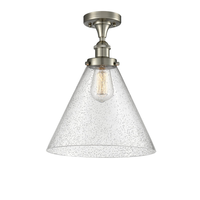 Plafonnier semi-encastré 1 lumière Alvonia, Ampoule non incluse, H 13 po x l 12 po x P 12 po, Nickel satiné brossé