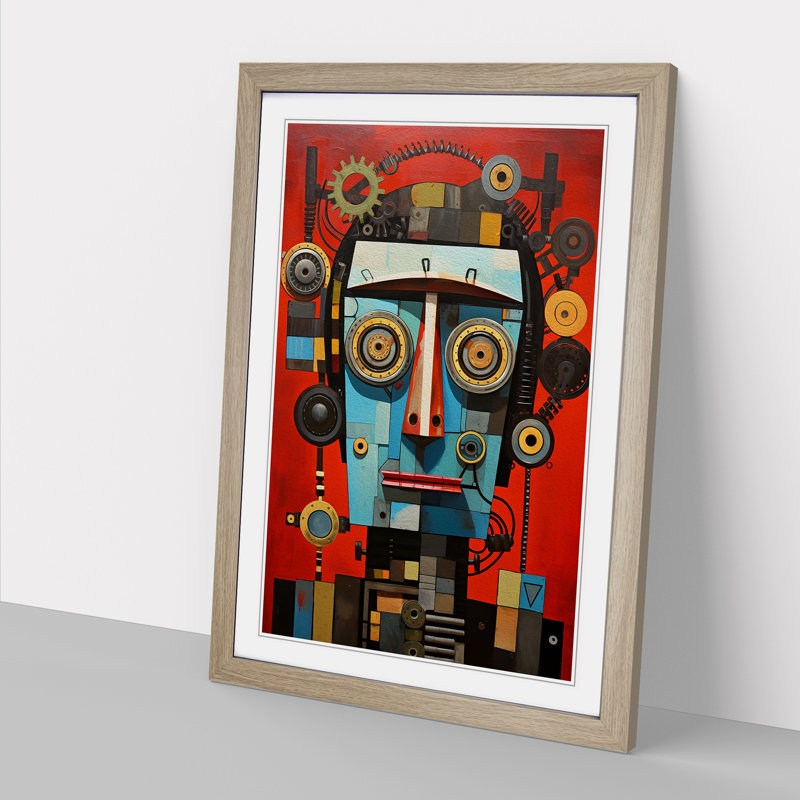 Robot Constructivism - Single Picture Frame Print on Wood, Oak, 64cm H x 46cm W x 2cm D
