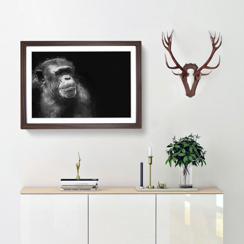 Ape in Abstract - Picture Frame Graphic Art Print, Walnut Framed, 48cm H x 65cm W x 2cm D