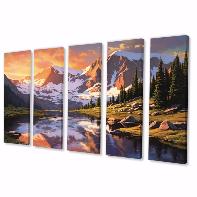 Colorado Mountain Senerity II - impression d'art mural paysages - 5 panneaux égaux