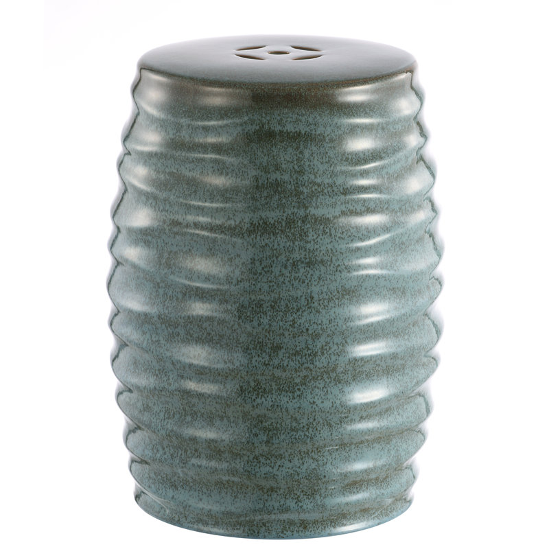 Hillsboro Ceramic Accent Stool, Blue Green