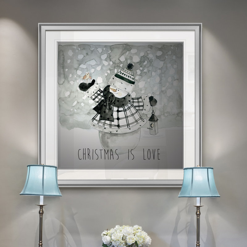 « christmas is love », peinture, H 16 po x l 16 po x P 1,5 po, Encadrement argenté