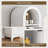 69.5" Tall Arched Bathroom Storage Cabinet with Fluted Doors and 5 Shelves-1208996652