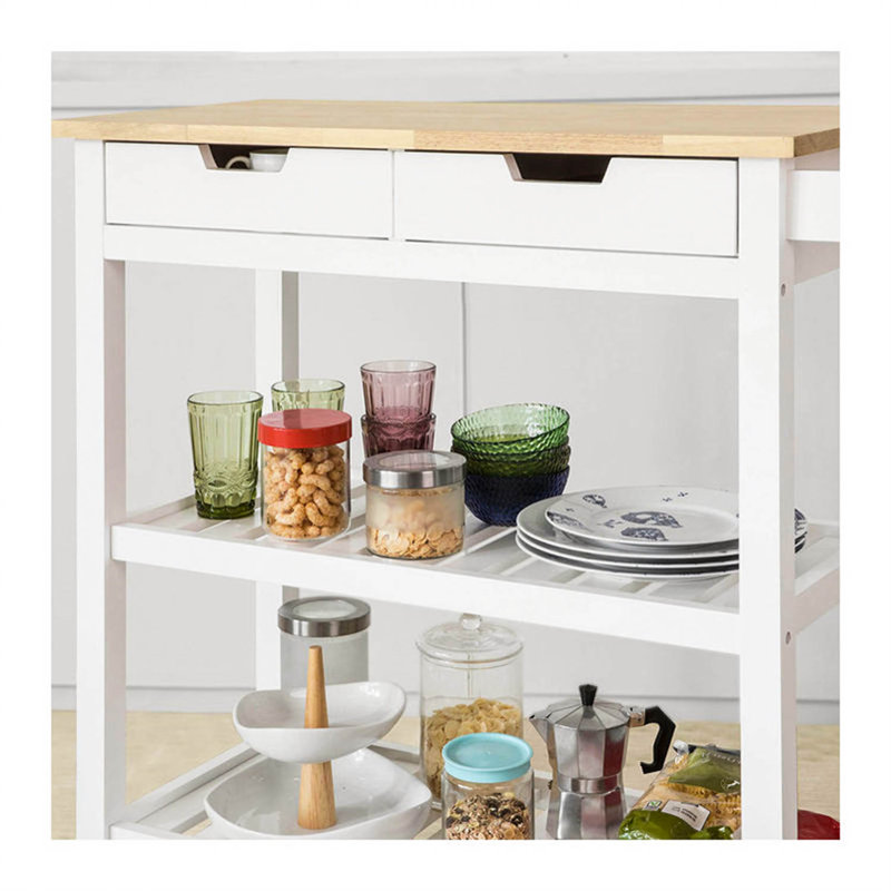 Farice Solid Wood Top Kitchen Cart
