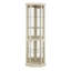 Meuble de rangement de coin en verre, blanc antique et verre Profondeur, largeur, hauteur 68,21 po
