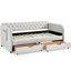 Lit de jour en lin beige avec lit gigogne et options de rangement, moderne pour le salon, l'espace, l'espace classique,
