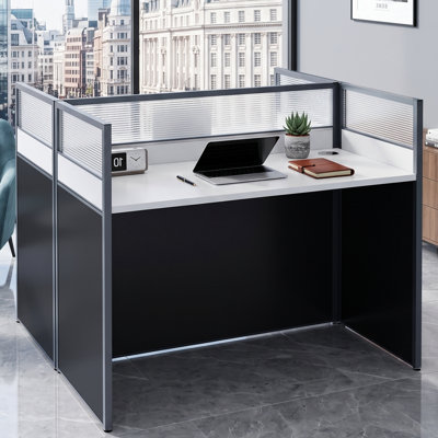 Office Cubicle Workstation, 2-Person Privacy Partition Desk with Mute Soundproof Panels & Cable Management System, Modern Computer Work Table for Home Office Commercial Workspace