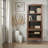 Teton 74 inch high Bookcase Pier Cabinet, No Assembly Required, Rustic Buckeye and Black Finish