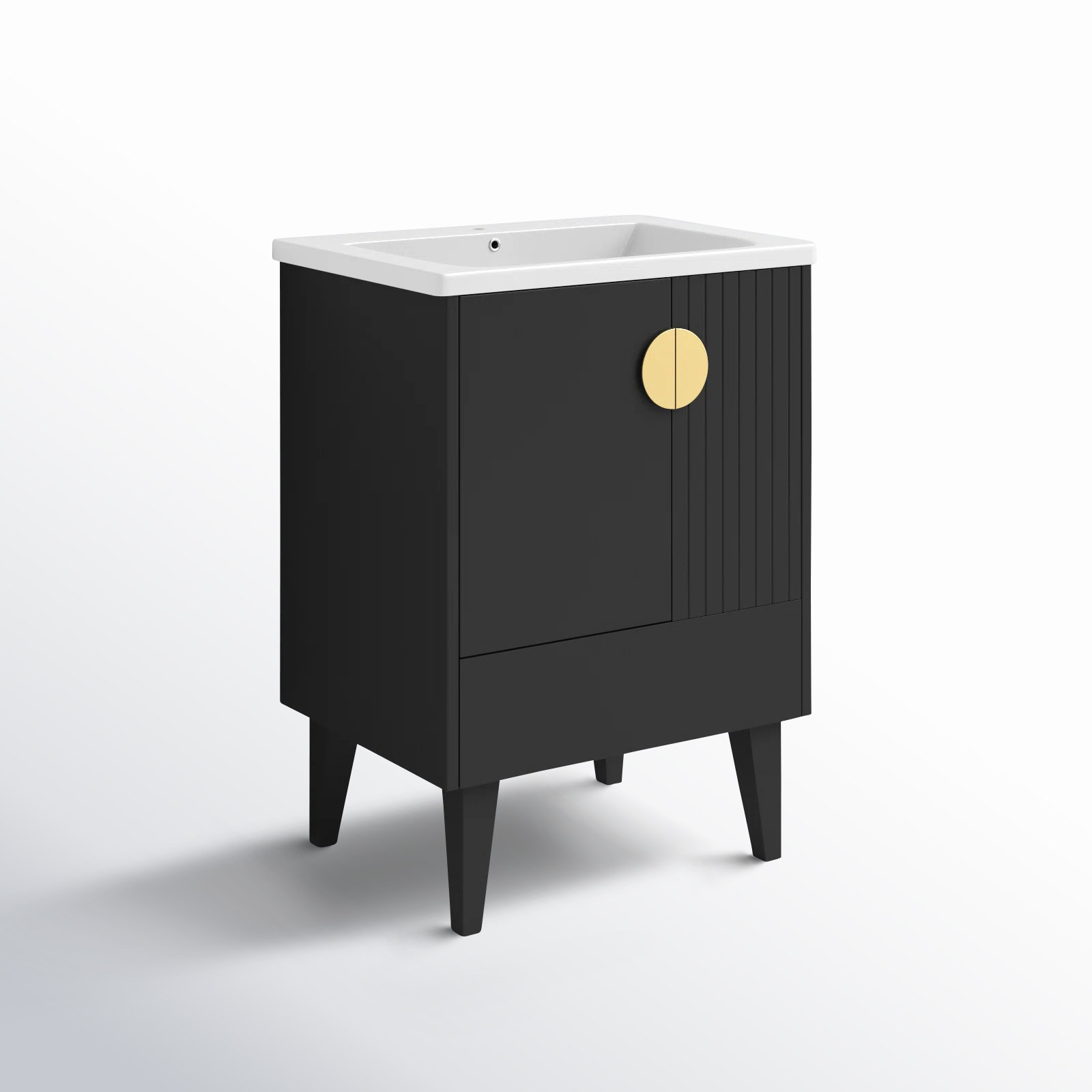 Saimah 24'' Single Bathroom Vanity, Satin Brass, Black