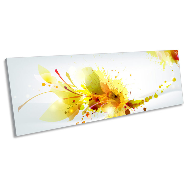Yellow Floral Splash - Wrapped Canvas Panoramic Print, 40.64cm H x 121.92cm W x 2cm D