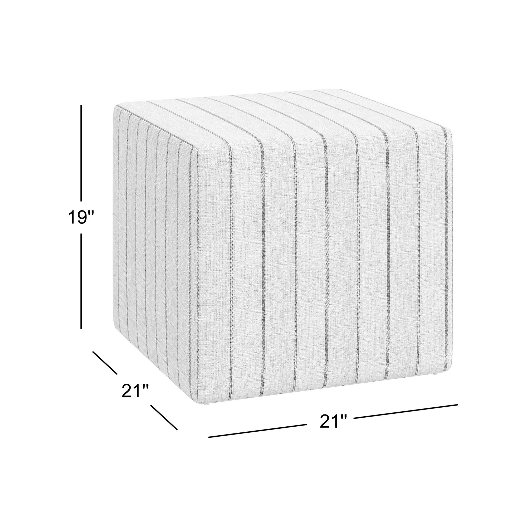 Era Upholstered Ottoman, Fritz Indigo Stripe