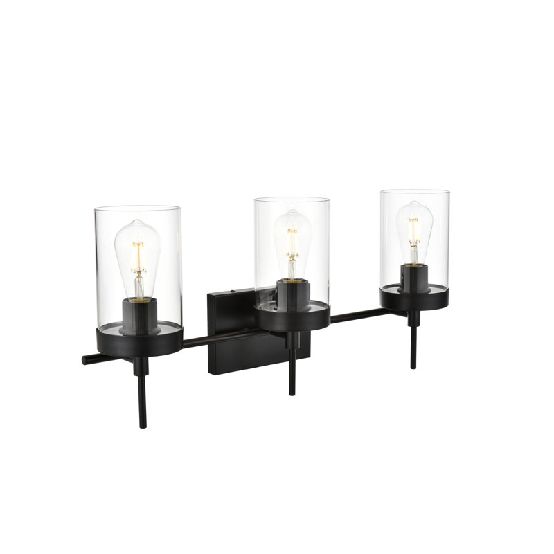 Éclairage pour meuble-lavabo à intensité variable Annisha, Noir, H 11 po x l 24 po x P 24 po, 3 lumières