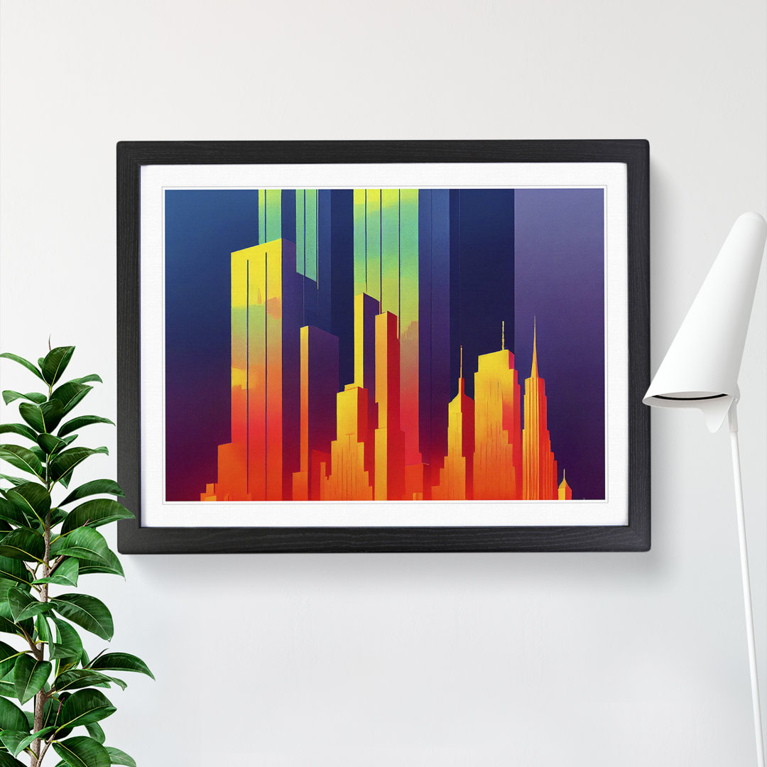 Spellbinding Skyscraper Skyline Abstract - Framed Print