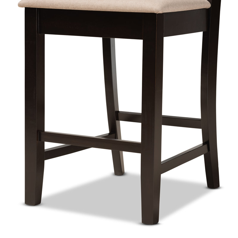 Upholstered Counter Stool with Solid Wood Frame