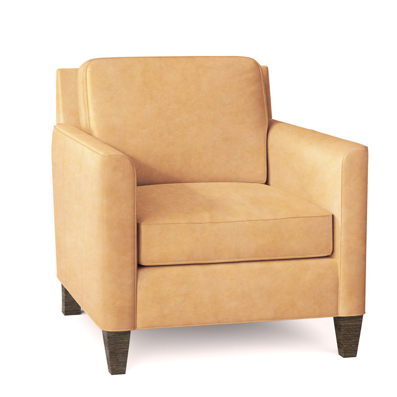 Yorba Leather Armchair, Outsider Raven Genuine Leather, Cobblestone