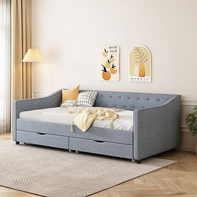 Twin Size Daybed With Drawers, Upholstered Tufted Sofa Bed