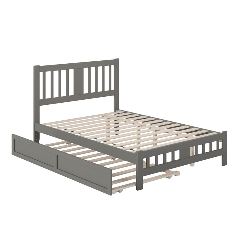 Anakin Solid Wood Platform Bed with Matching Trundle, Full, Gray