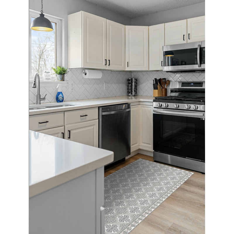 Tapis de cuisine gris Drawit, Rectangulaire 2 pi x 3 pi