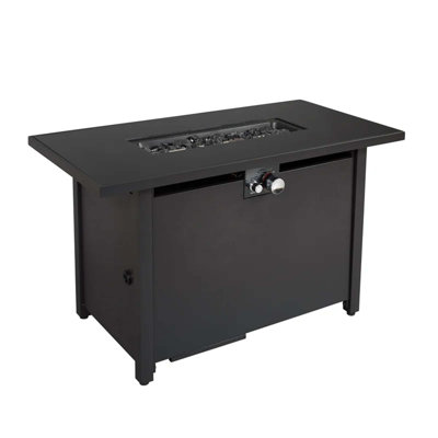 42" Smoked Glass Metal Rectangle Fire Pit