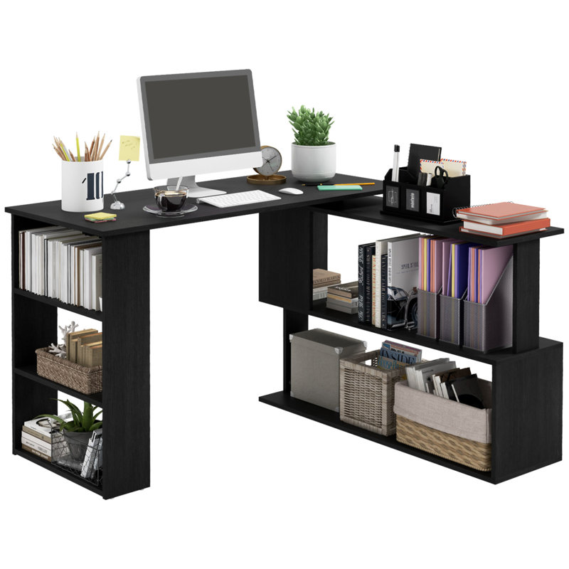 Innovative 360-Degree Rotating L-Shaped Desk With Ample Storage And Modern Design For Versatile Home Office Use.