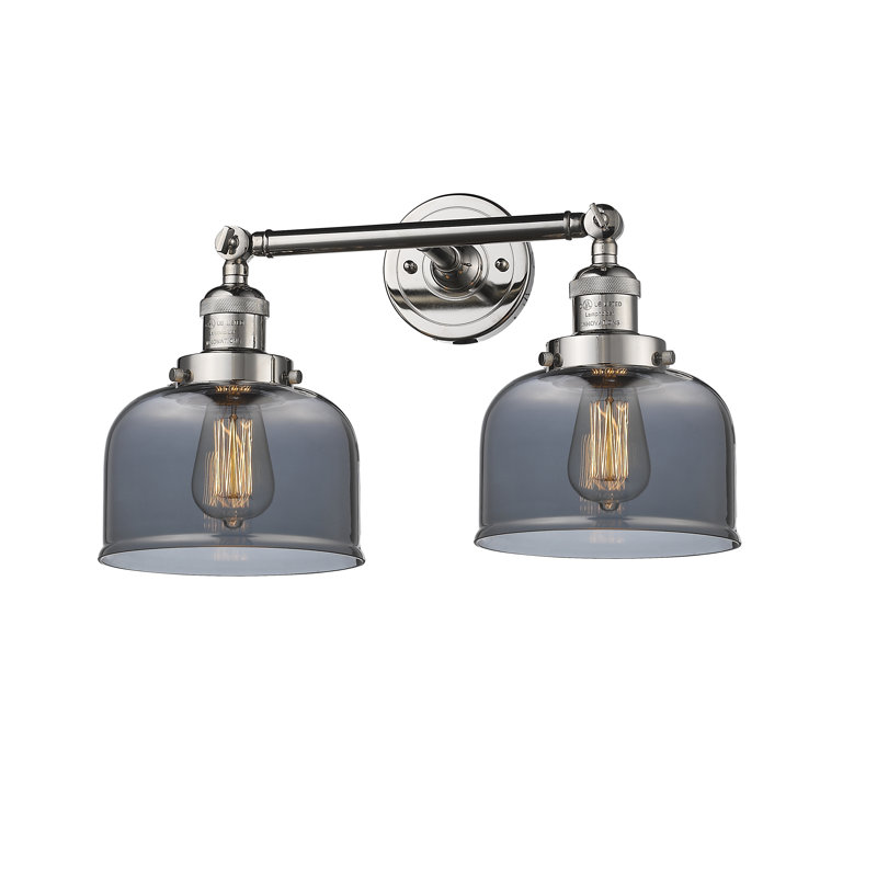 Éclairage pour meuble-lavabo 19 po 2 lumières Bell, Fumé, H 9 po x l 19 po, Nickel poli