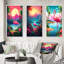 «Pink Flamingo In Tropical Landscape», 3 pièces sur toile-1051982012-1051982013