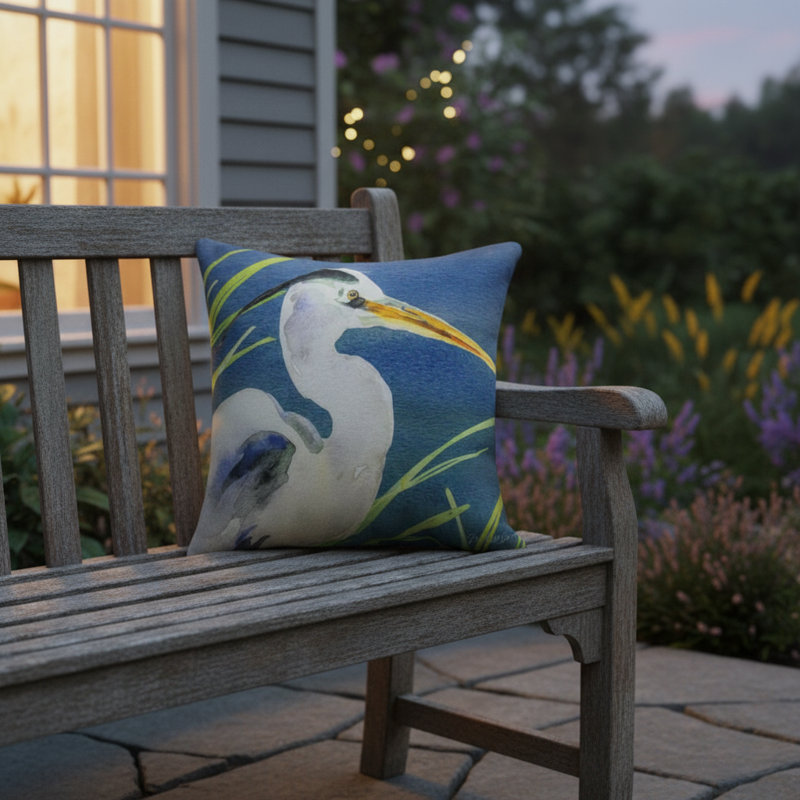 Blue Heron Throw Pillow 18" x 18"