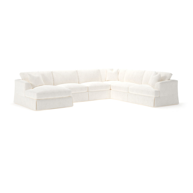 Lucia Chaise Sectional, Left Hand Facing, Bevin Natural Linen Blend