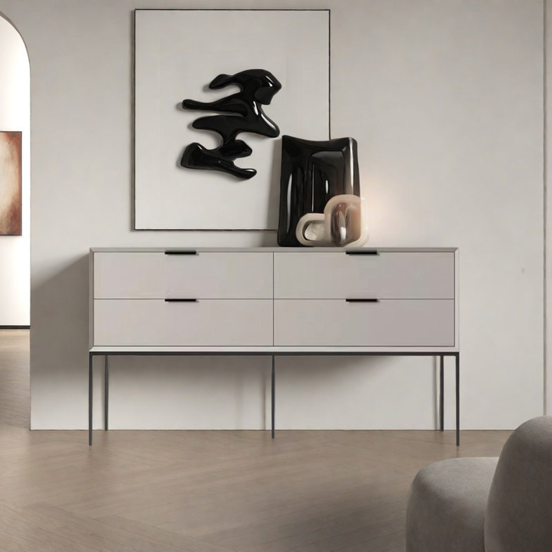 Modern Minimalist Practical Console Table, 31.5" H x 47.24" W x 15.75" D, Beige