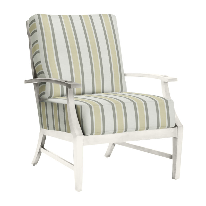 Croquet Patio Chair with Cushions, Welt + Standard Fill, Linen Navy, Chalk