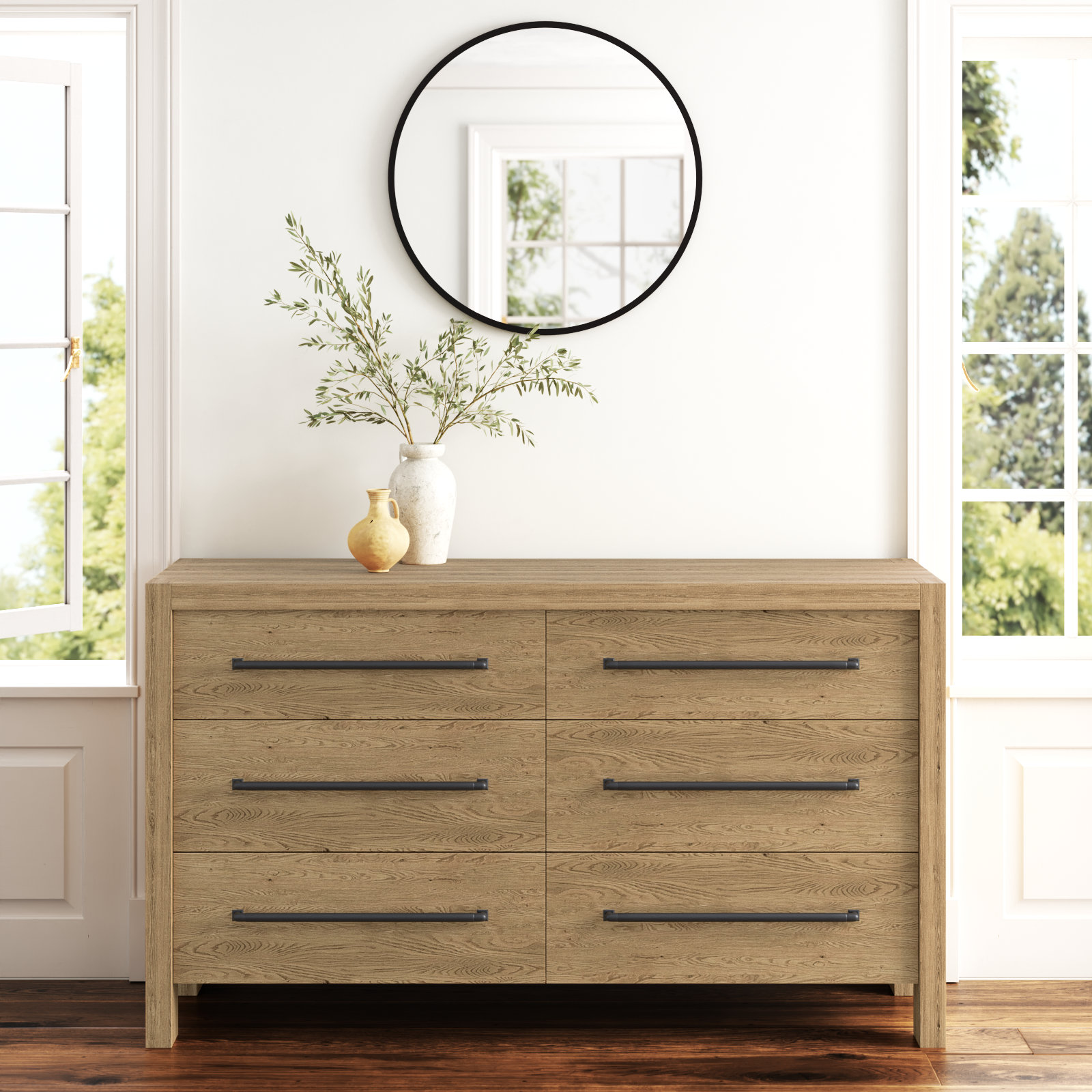 Laroche 62" Oak Double Dresser, Pale Oak