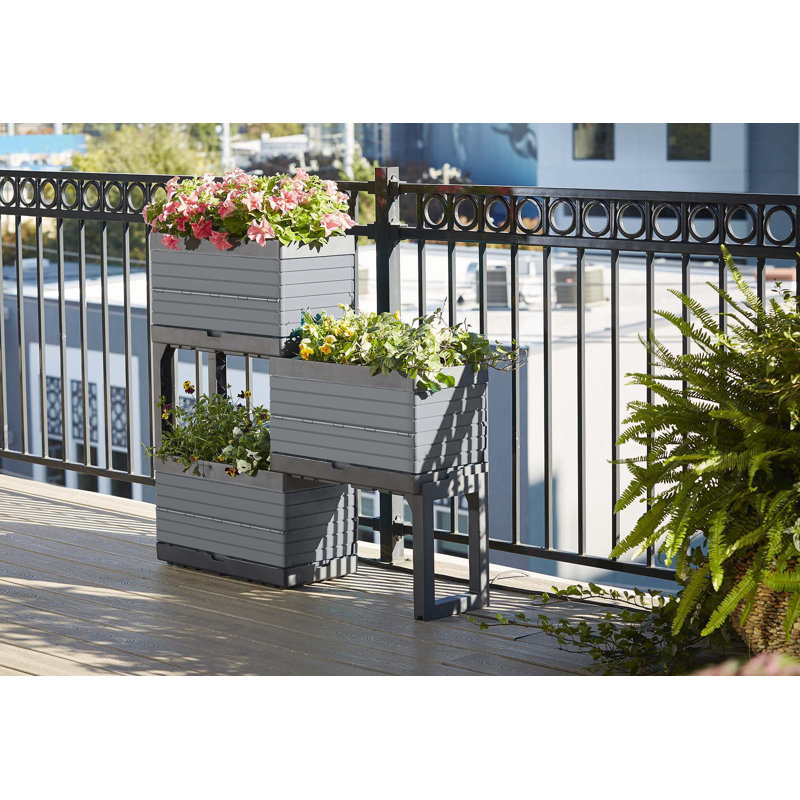 Gray Polypropylene Modular Raised Garden Planter Set
