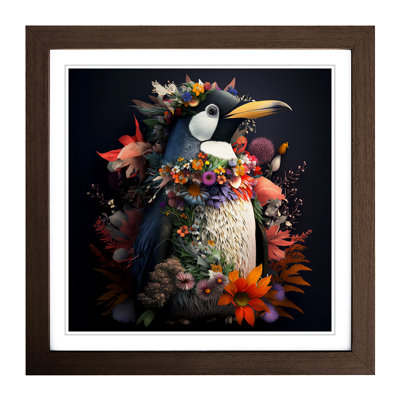 Penguin Floral Art - Framed Print