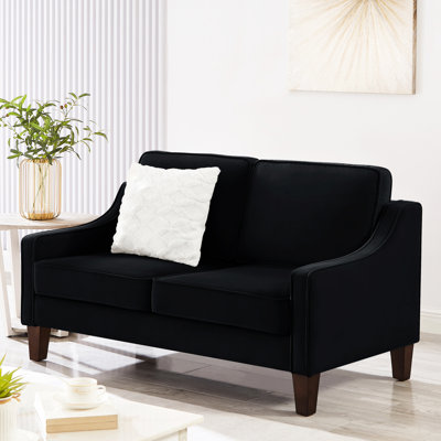 Élégant petit canapé rembourré avec housse en velours et structure carrée en mousse souple