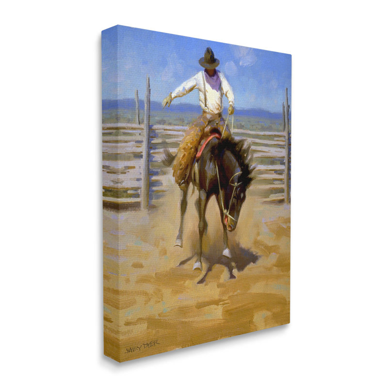 Équitation, art jodo par Jimmy Dyer, H 20 po x l 16 po x P 1,5 po, Toile tendue