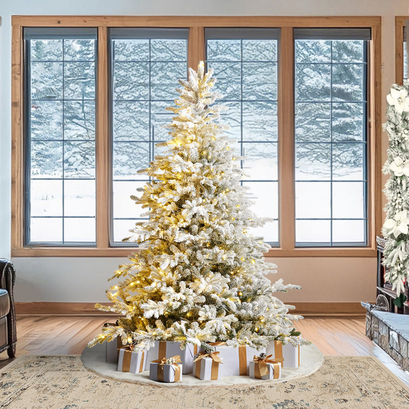Sapin de Noël élégant enneigé avec lumières, 7.5'