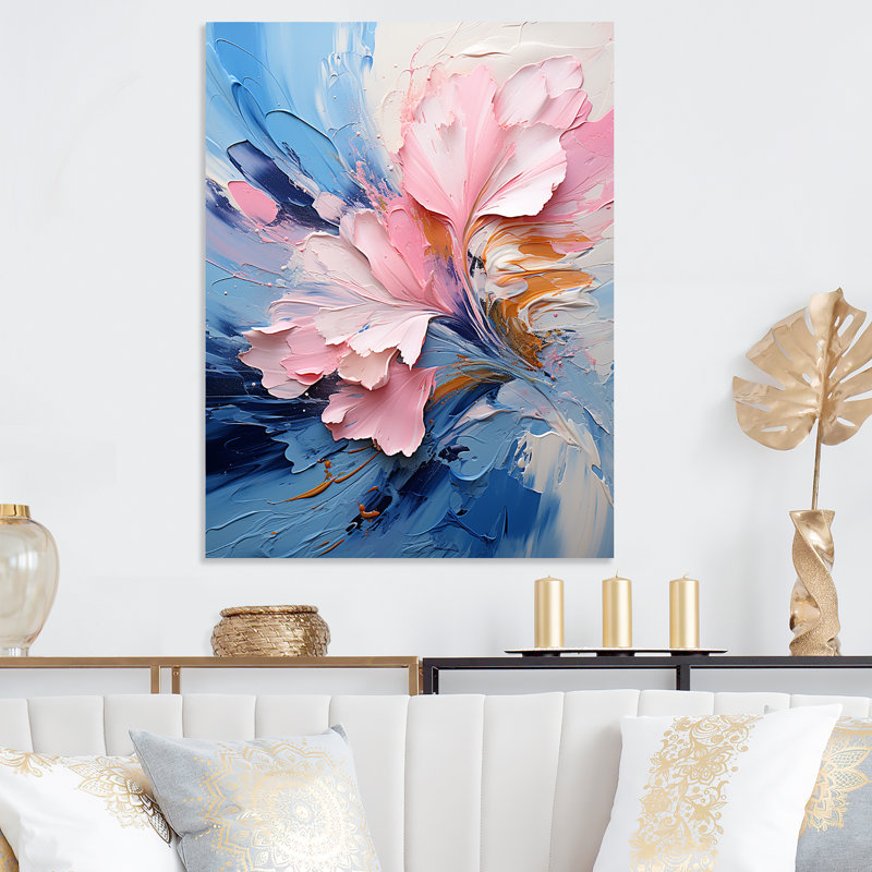 Encre rose et mauve à fleurs II - encre liquide, art mural abstrait en métal, H 32 po x l 24 po x P 1 po